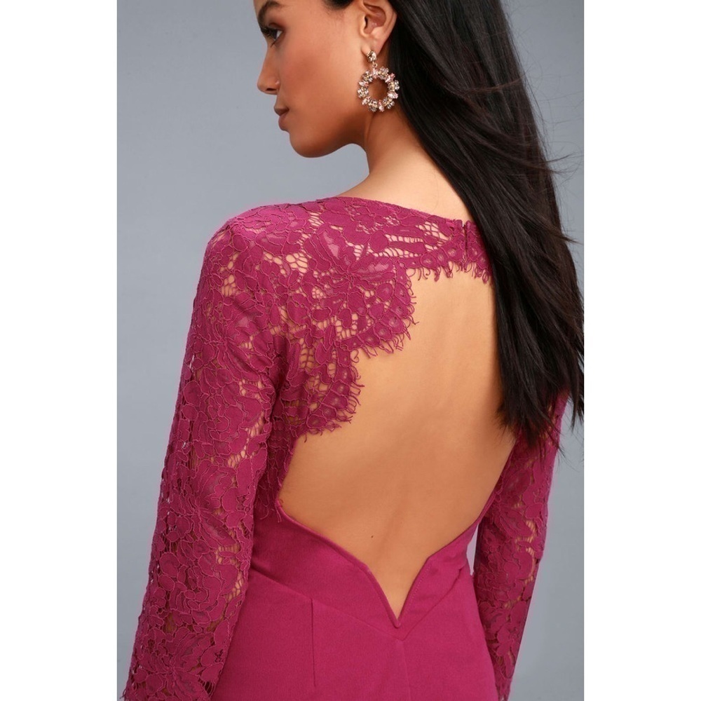 NWT Lulu’s Lace Magenta Bodycon Dress - Picture 4 of 10